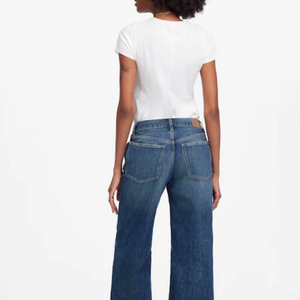 Madewell Low Slung Baggy Crop Jeans Croswell Wash Wide Leg Denim Size 33 - Picture 2 of 4